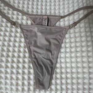 Victoria's Secret Taupe String Bikini Bottom with Gold Hardware